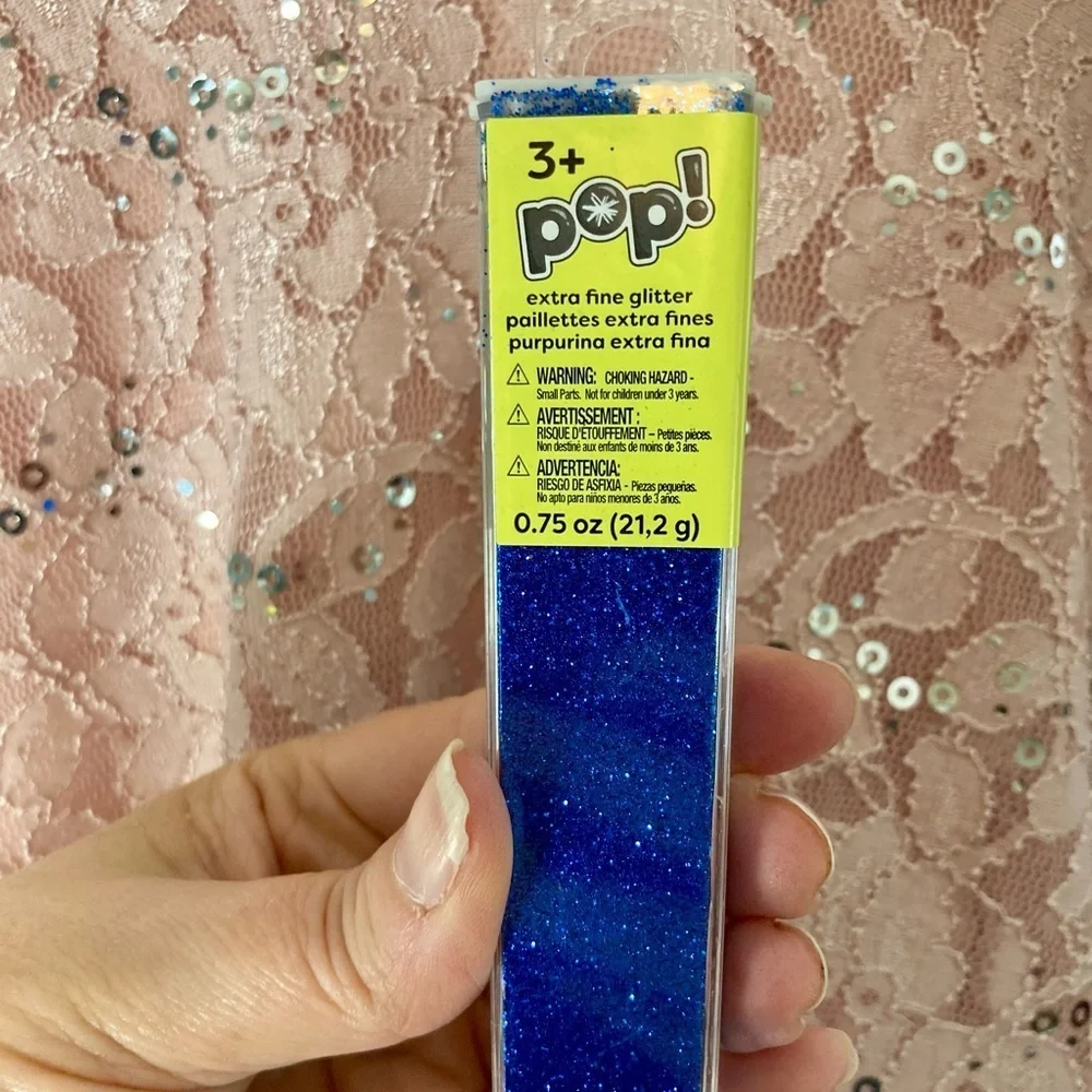 Pop Extra Fine Blue, Silver, Gold, White and Red Glitter .75 oz New!